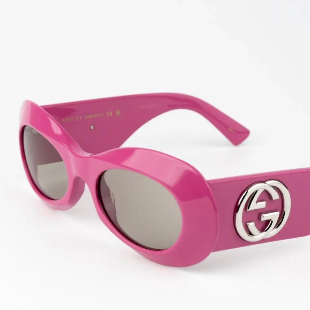 NEW Gucci GG1696S 004 Fuchsia Pink Grey Women Oval Sunglasses GG 1696S